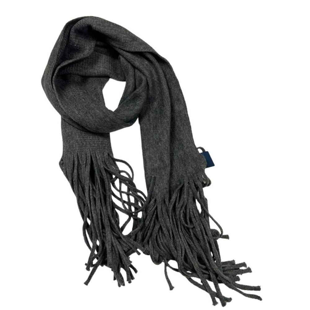 Lucky Brand Scarf Wrap Solid‎ Grey Brushed Fringe Trim Women's One Size NEW